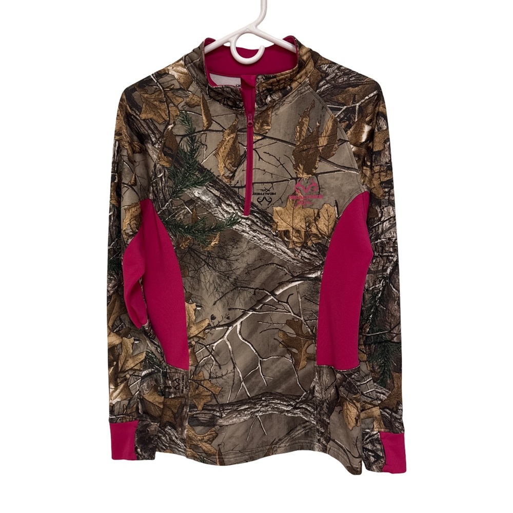 Realtree 1/4 Zip Camouflage Long Sleeve Pullover Women’s Medium